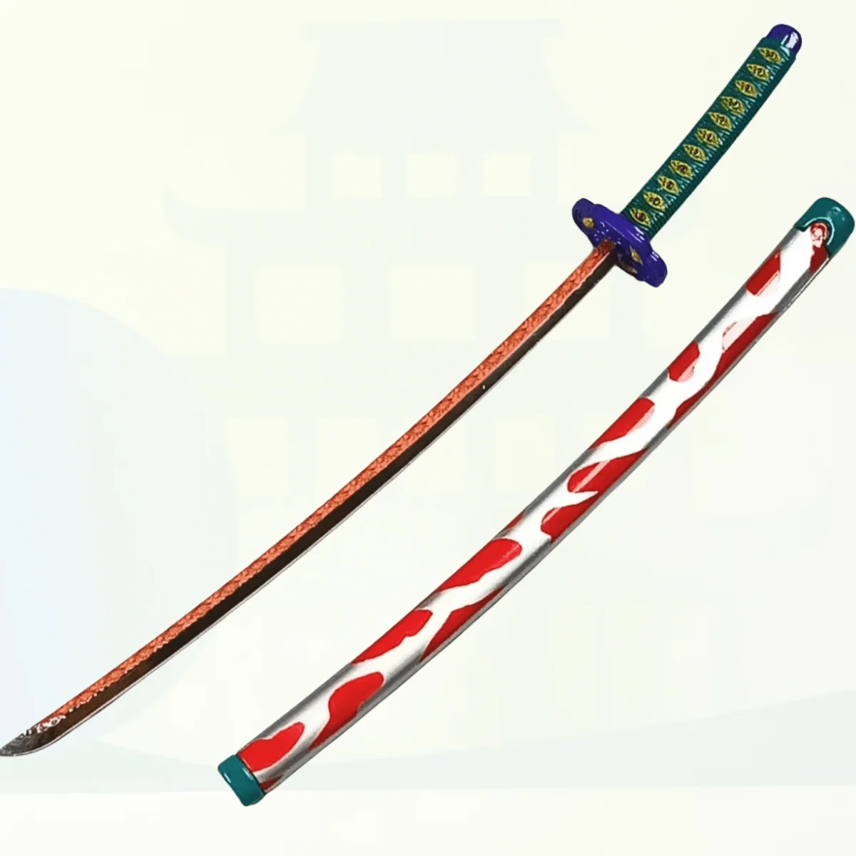 Épée Katana en métal Demon Slayer Kokushibou, 9.8 pouces, sabre de samouraï Original, couteau Ninja, sabre Katana, accessoires de Cosplay, jouet accessoire