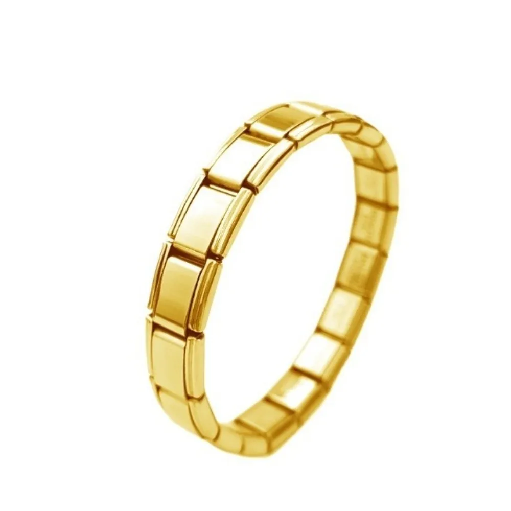 Stretchable Italian Chain Link Bracelet Square 9mm Modular Stainless Steel Bracelet HipHop Popular Elastic Hand Chain Gift