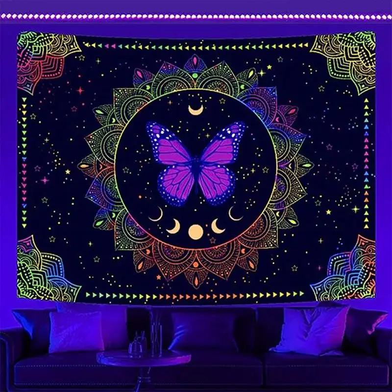 VIKAMA Star Coast Butterfly Tapestry, Coastal Wall Hanging Background Cloth for Dreamy Living Room Aesthetic Home Decor