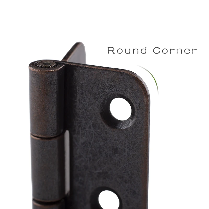 4PCS 270 Degree Furniture Hinge Antique Copper Iron Metal Round Corner 2 Inch Hinges for Cabinet Cupboard Doors with Free Screws