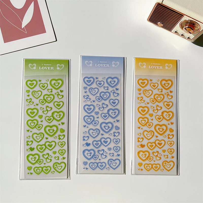 Love Heart Bubble Stickers Decorative Hand Account DIY Collage Photocard Album Scrapbook Diary Journal Cute School Stationery image 4