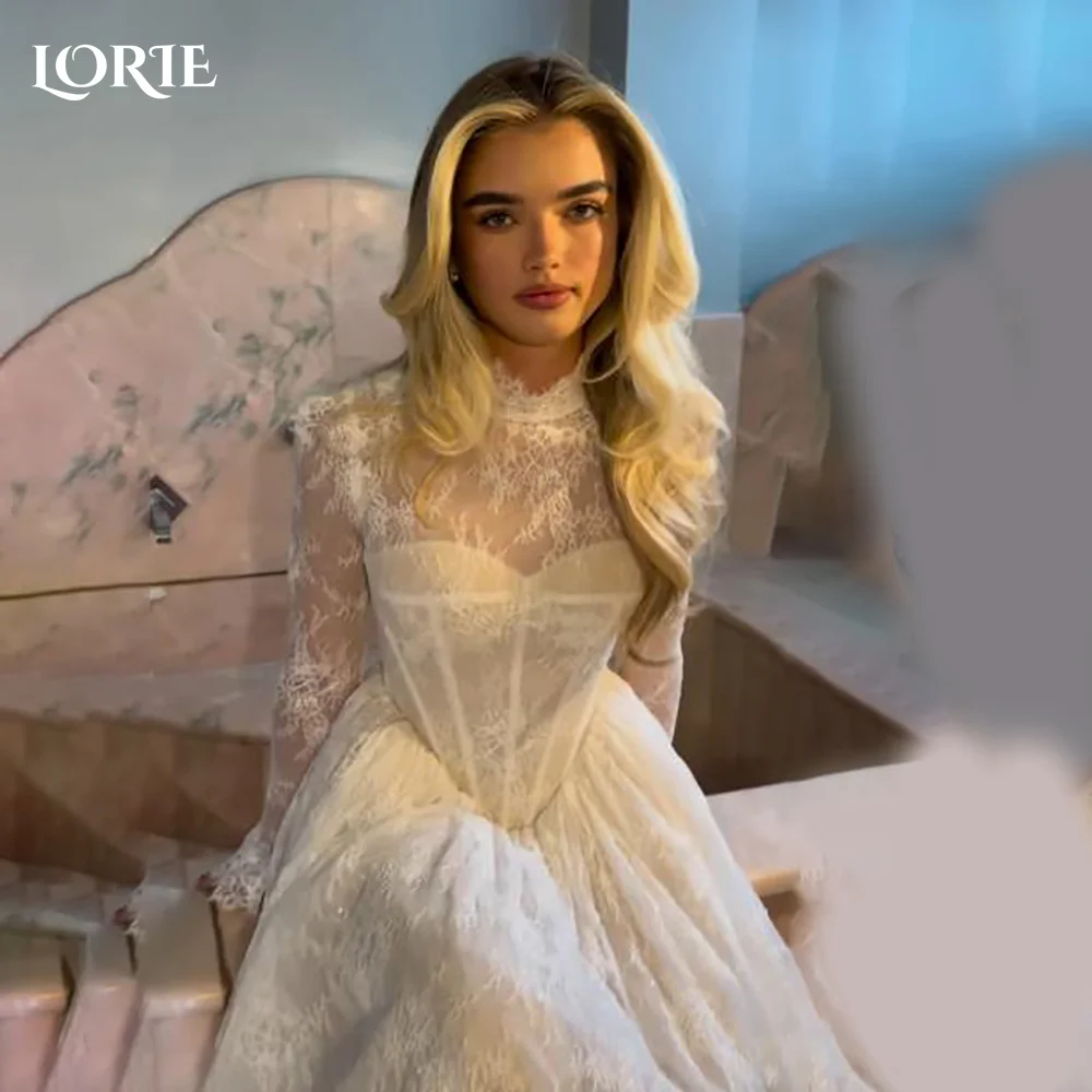 

LORIE Graceful Shiny Lace Beach Wedding Dresses 3D Floral Appliqued Mermaid Bridal Gowns vestido de novia Plus size Customized