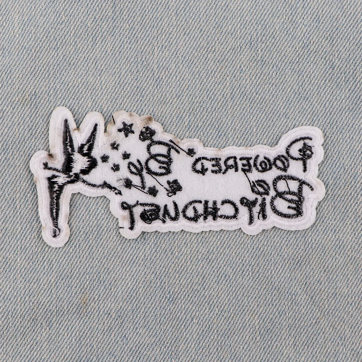 Elf Quotes Black and White Embroidered Patches For Clothing DIY Badge Adhesive Cartoon Patches On Clothes Stickers Appliques