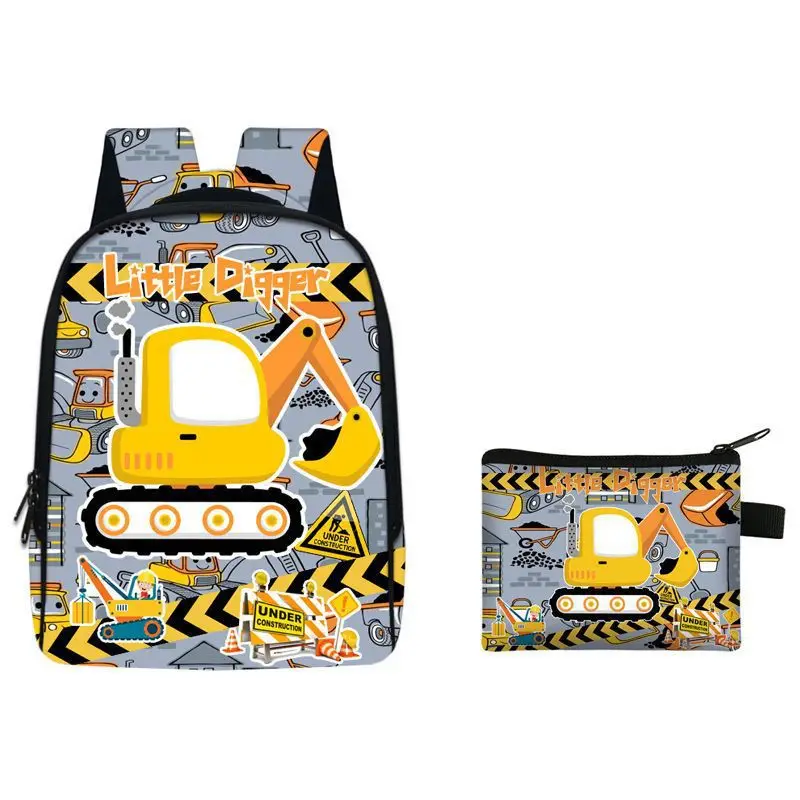 Graafmachine Digger Rugzak Cartoon Print Kinderen Rugzak Cartoon Mode Accessoires Rugzak Cartoon Schooltas Verjaardagscadeau