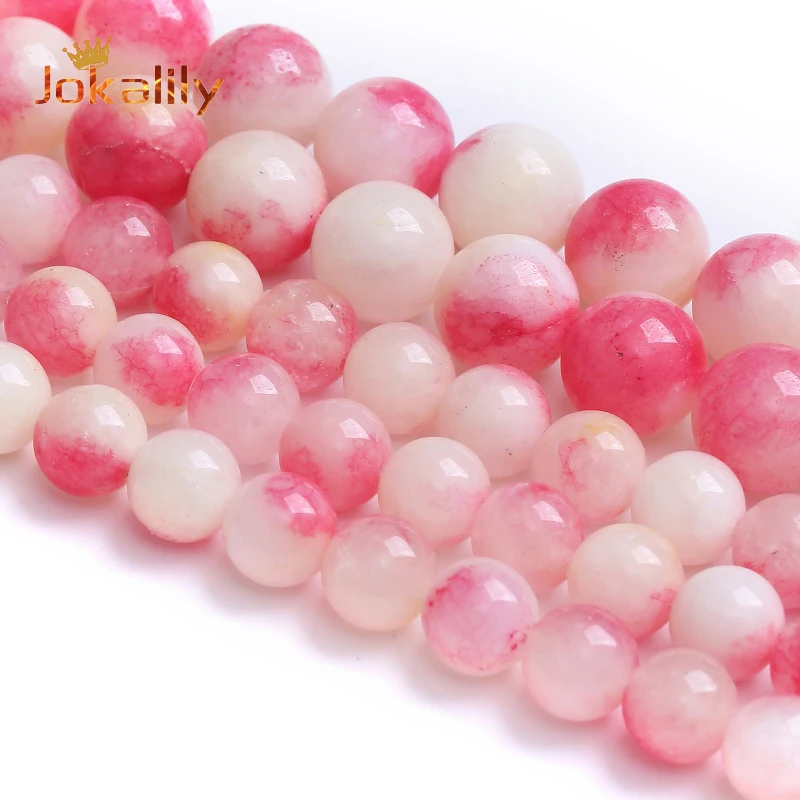

Natural Cherry Pink Jades Beads Stone Round Loose Spacer Beads For Jewelry Making DIY Bracelet Necklace Accessories 6/8/10mm 15"
