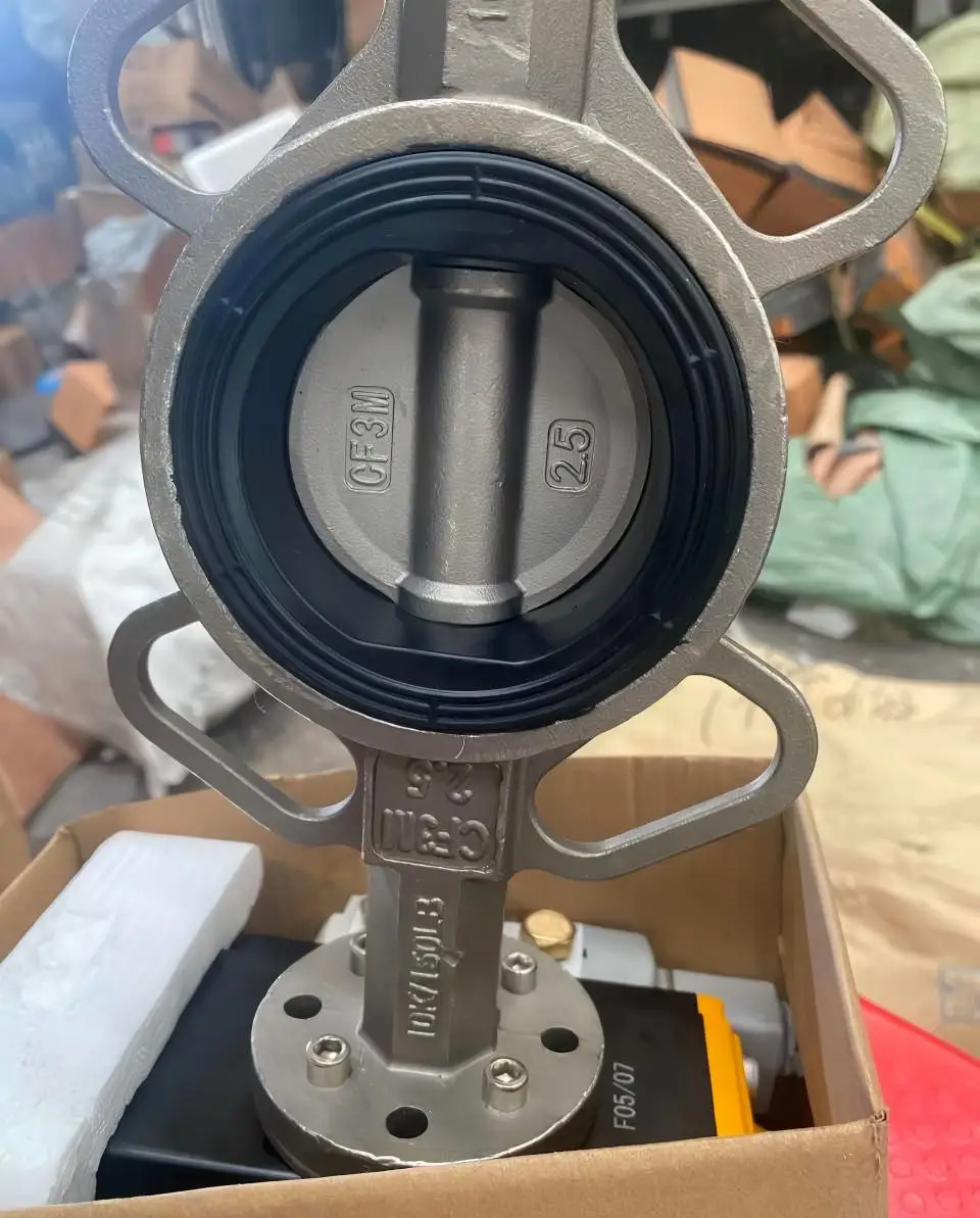 Válvula Borboleta Elétrica PN 16 em Aço Inoxidável 304 com Atuador Elétrico Inteligente 24VDC Tipo Wafer PTFE