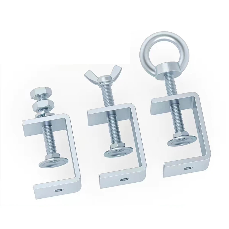20~130mm Galvanized Carbon Steel U Clamp Open Fixed Fixture C-Type Clip Square Clamp Adjustable Fixed Holder Clip