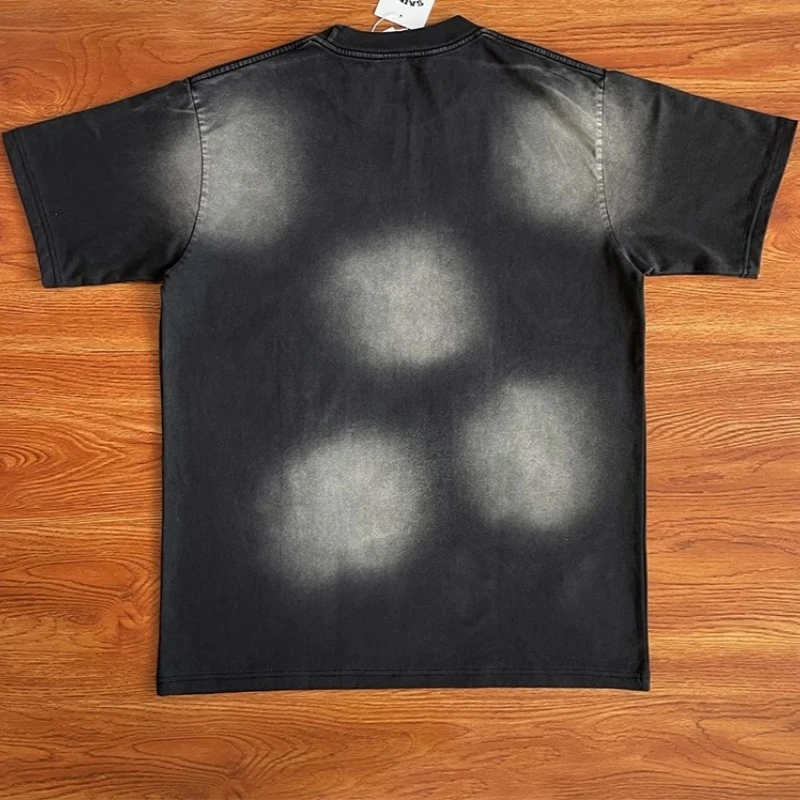 Saint Vanity Tee Top High Street Hip Hop Distressed Eagle Print Cotton Round Neck Short Sleeve T-shirts