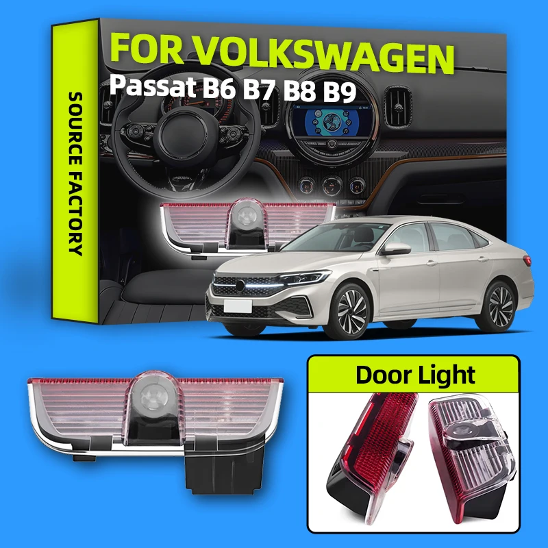 

2026 Hot Sticker New 2pc For VW Passat B6 B7 B8 B9 Touareg Golf 5 6 7 Jetta MK6 MK7 GTI R LED Car Door Projector Welcome Shadow