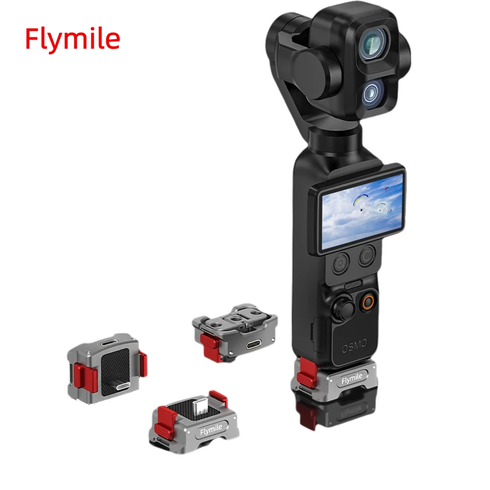 Flymile Pocket 4 Charging Adapter Base for DJI Osmo Pocket 4P 3 Desktop Type-C Charging Dock for Arca/1/4” Screw Hole Bracket