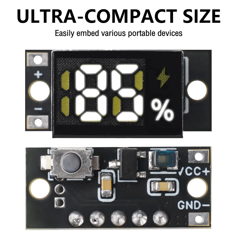 Mini-Batterie-Ladezustandsanzeigemodul 188-Segment-LED-Display Universelle Prozentanzeige für 1 oder 2 x 1,5V – Detail 7