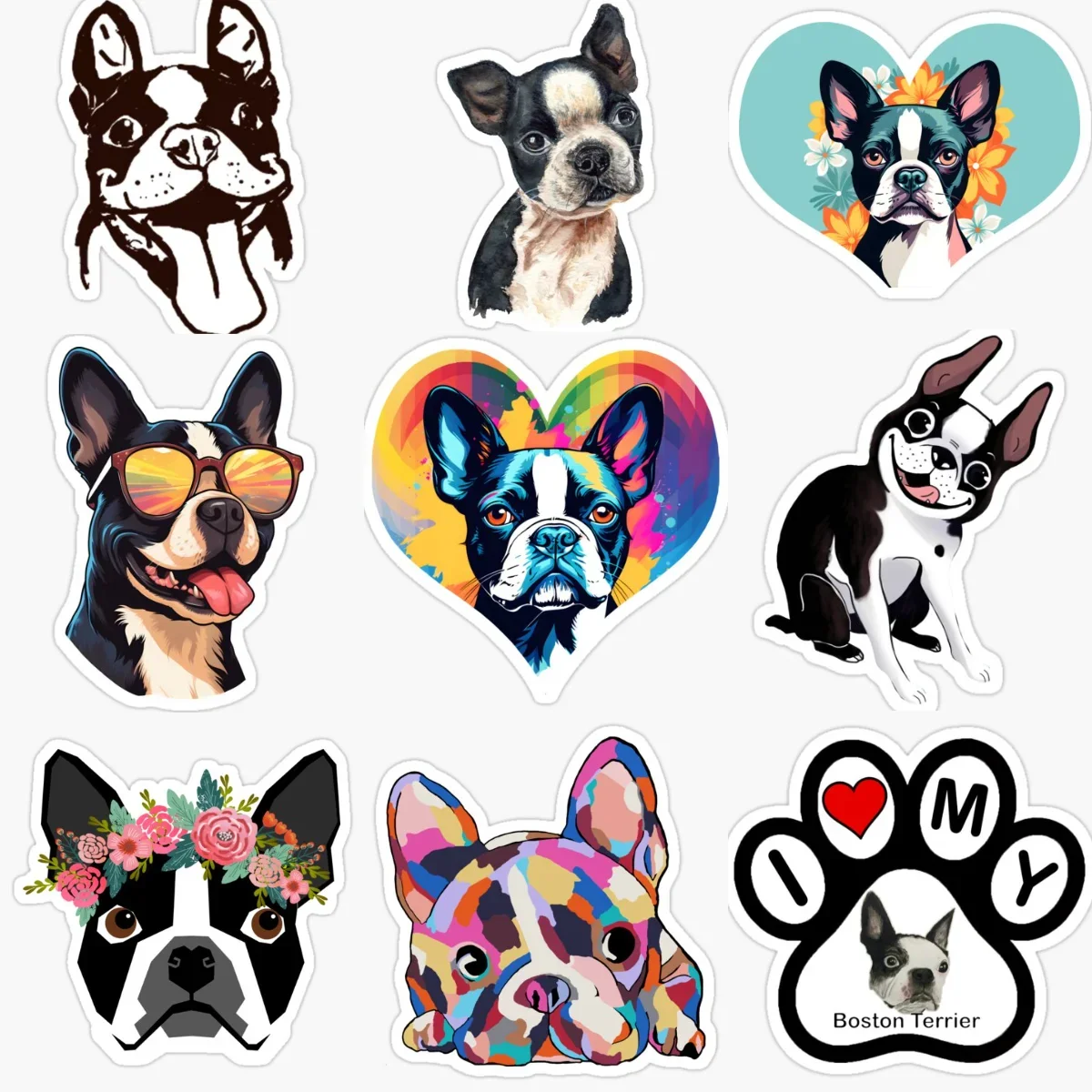 

Boston Dog Pet Cute Creative PVC Car Sticker for Decorate Car Van Motorcycle Fridge Table Room Decal Accessories