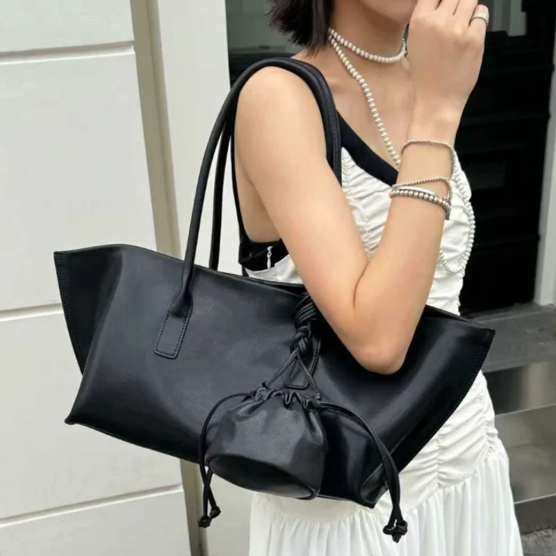 

Brand 3in1 Women's Tote Bag Genuine Leather Large Capacity Horizontal Shoulder Bag Trend Versatile Handbag Simple Travel Shopper