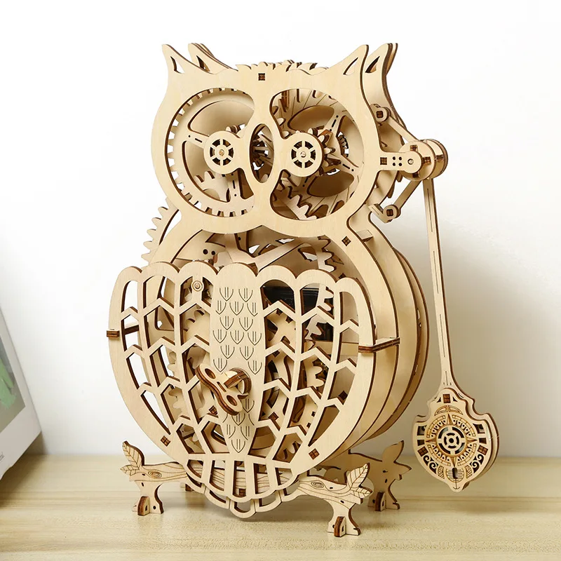 3D Puzzle Wood Kit Adults Wooden Model Kit Owl Desk Standing Clock Wooden Home Decoration Handmade Toys Birthday Gift For Teens