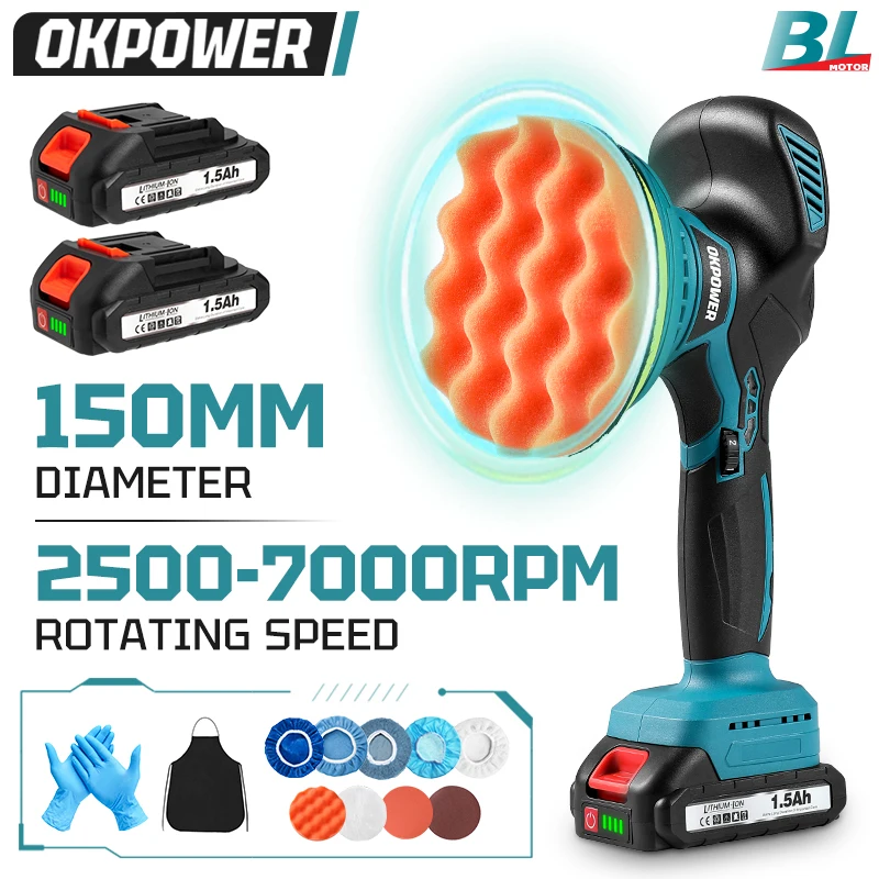 21V Cordless Car Polisher Electric Polisher 6 Gears Automobile Car Polishing Sealing Glaze Machine For Makita 18v Battery Tools