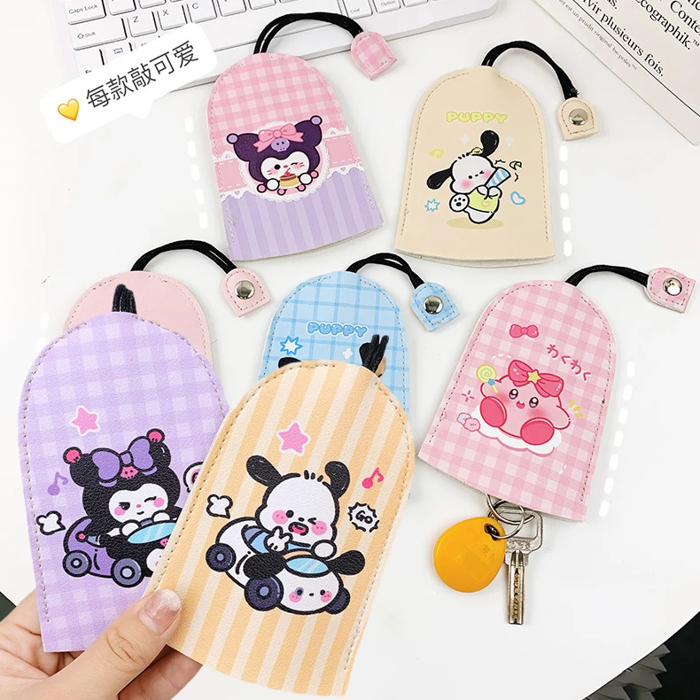 Sanrios Kuromi Pochacco Cartoon Leather Key Wallet Pull-out Key Case kawaii Anime Keys Organizer Key Protector Car Key Holder