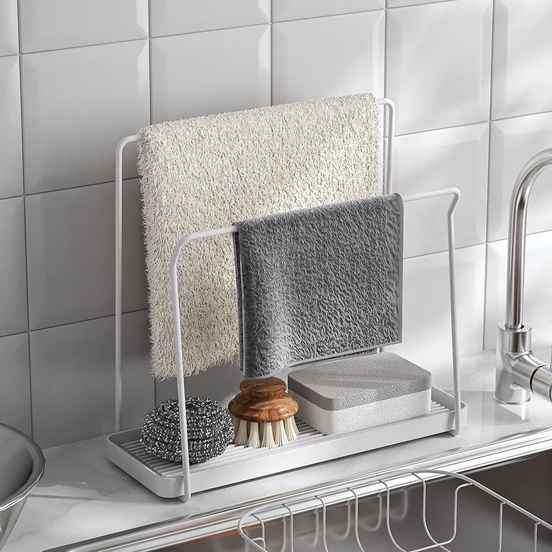 Kitchen Countertop Dishcloth Drying Rack Kitchen Sink Rack Tray Organizer Stand for Sponge Dish Cloth Sink Storage Organizer