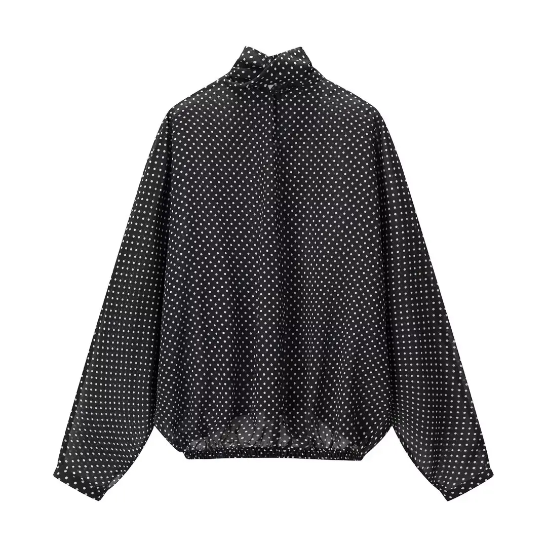 KONDALA Chic Vrouwen Casual Polka Dot Suits Boog Losse Elegante Shirt + Gedrapeerde Lange Midi Rok Mode 2026 Streetwear Vrouwelijke Sets