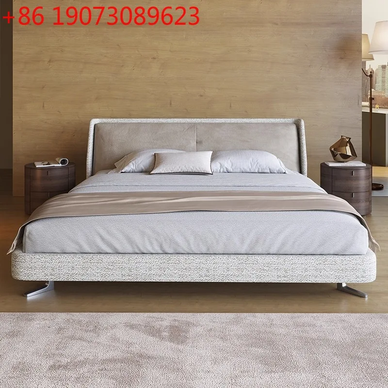 

Итальянский минималистичный креативный современный простой светлый роскошный Интернет-мебель для спальни знаменитостей тканевая кожаная кровать