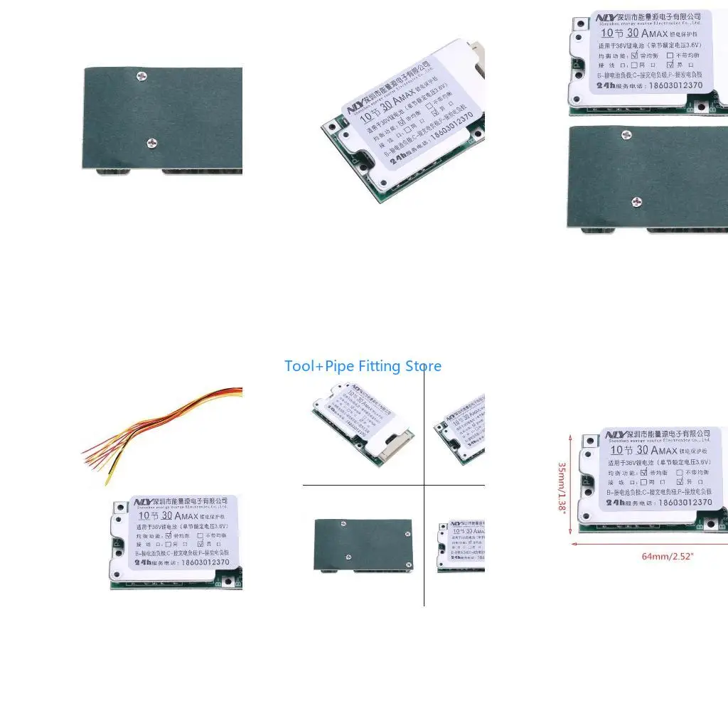 F92B 36V 35A 10Series PCB for Protection Board with Balancing for Li-ion Battery Cell Multipurpose Home DIY Tool Durable