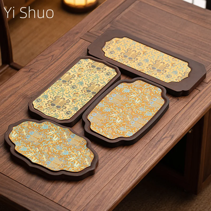 Walnut Wood Tray Solid Wood Teapot Holder Simple Tea Tray Single Layer Teapot Stand Rectangular Household Dry Brewing Table