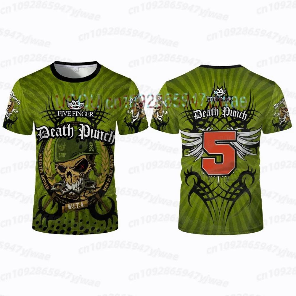 26 Sommer Herren 5FDP Five Finger Death Punch Skull T-Shirt Kurzärmeliges T-Shirt mit Matrosenkragen in großer Größe für Männer und Frauen – Detail 7