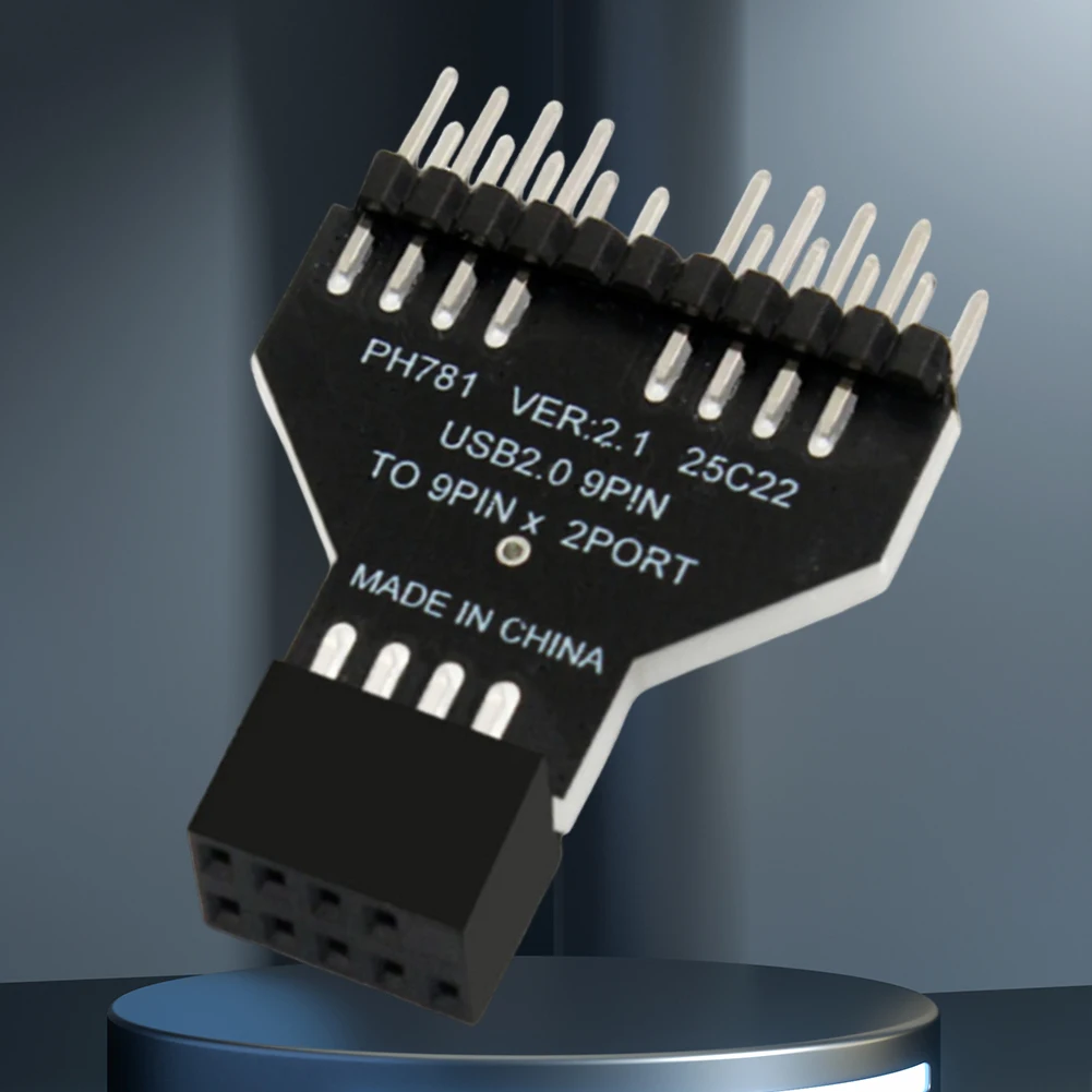 Motherboard USB2.0 9Pin Extension Cable Adapter 1 To 2 USB 2.0 Connector 9-Pin Conversion Adapter Front Panel Plug-in Connector