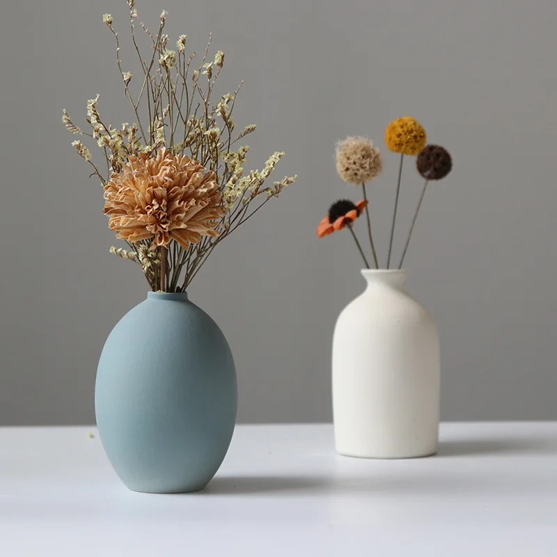 Ceramic Vase Ins Dry Flower Arrangement Living Room TV Cabinet Dining Table Nordic Morandi Home Decoration Creative Ornament