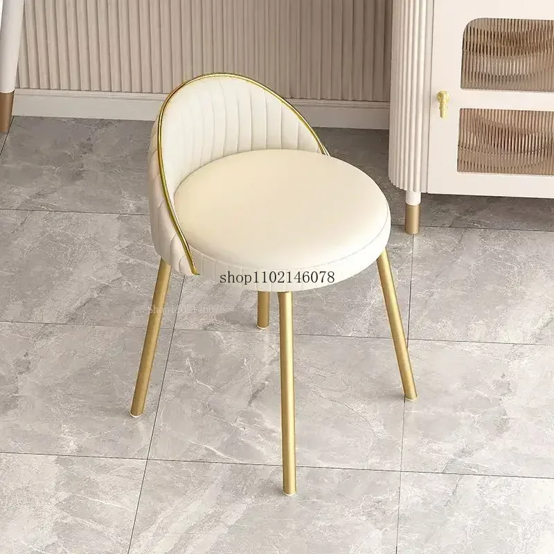 Light Luxury Makeup Stool Bedroom Dressing Stool Simple Nordic Small Backrest Vanity Chair Ottomans Furniture Rotatable Bench