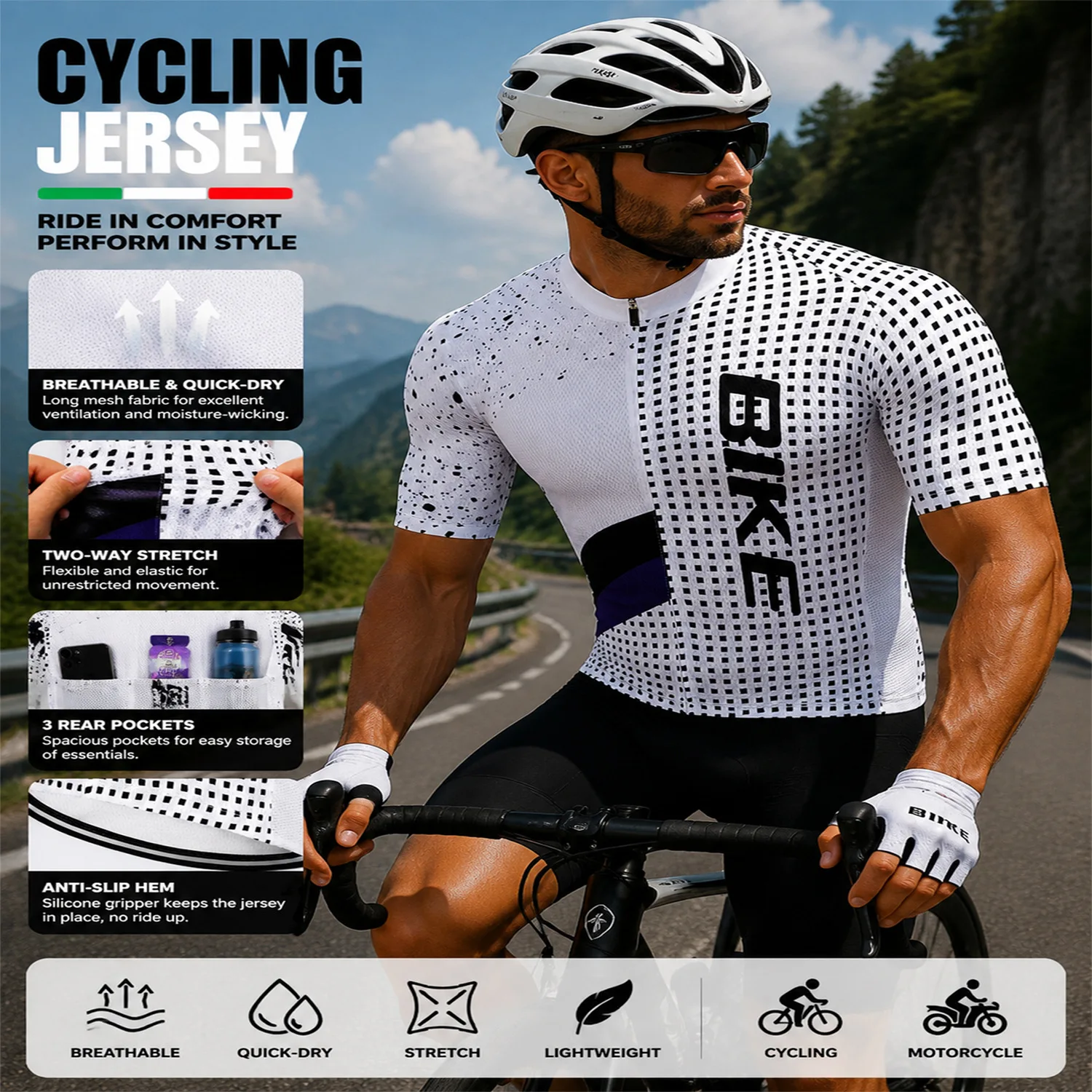 Men Cycling Jersey Short Sleeve Breathable Quick Dry Road Bike Clothing MTB Bicycle Suit Maillot Ciclismo Hombre Wholesale Bulk