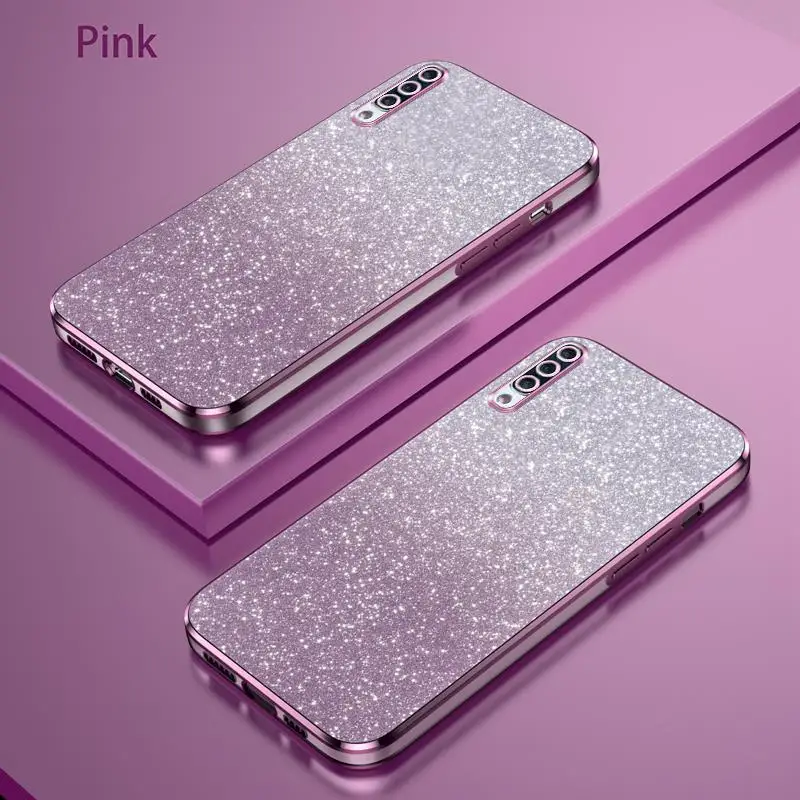 A 50 70 30 20 Luxury Gradient Glitter Plating Case For Samsung Galaxy A50 A70 A30 A20s A7 2018 A11 Silicone Back Cover A50s A30s