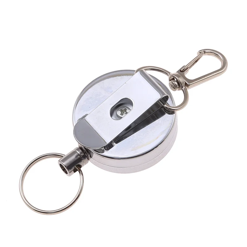 Stainless Steel Wire Rope Elastic Keychain Recoil Sporty Retractable Alarm Key Ring Anti Lost Yoyo Ski Pass ID Card