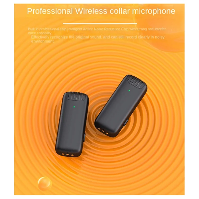 FULL-Mini Wireless Lavalier Microphones Plug And Play Noise Reduction Auto Sync Lapel Mic Live Stream,Vloggers,Interview