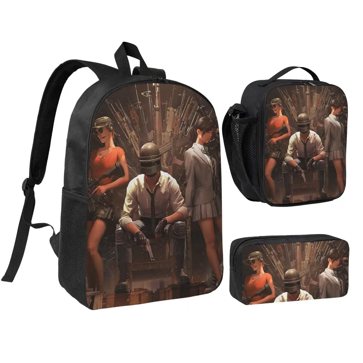 Pubg Battlegrounds Shooting Game Backpack Boys Girls BookBag School Bag Shoulder Bags 3ps Insulated Lunch Bag Pencil Case