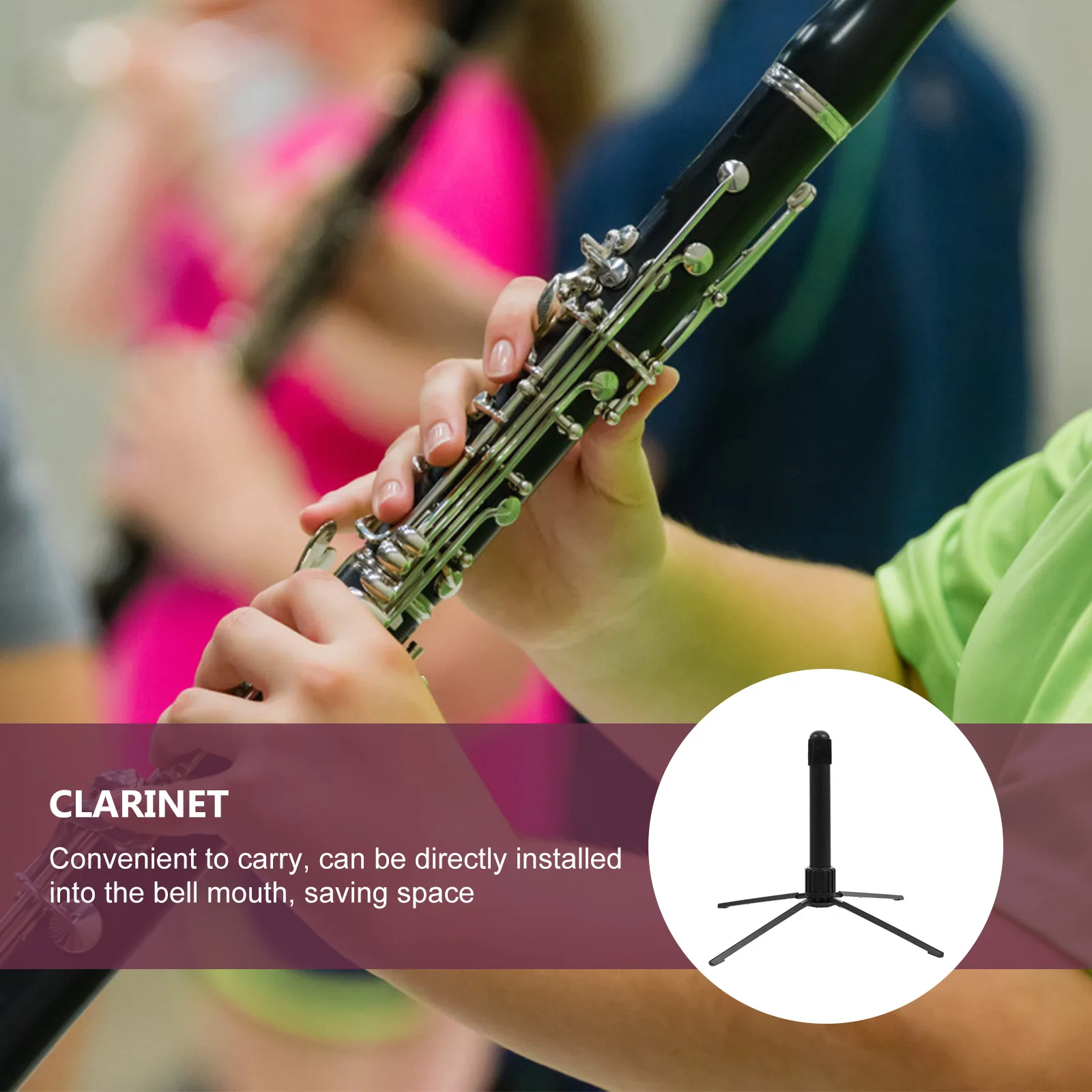 

1Pcs Instrument Holder Foldable Flute Stand Portable Clarinet Bracket Quadripod Stable Anti-Scratch Design Black