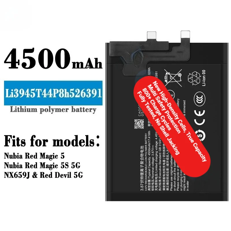 Li3945T44P8h526391 for ZTE Nubia Red Magic 5/5S 5G/Red Devil 5G/NX659J Phone Battery Replacement Bateria Grade A Cell with Tools