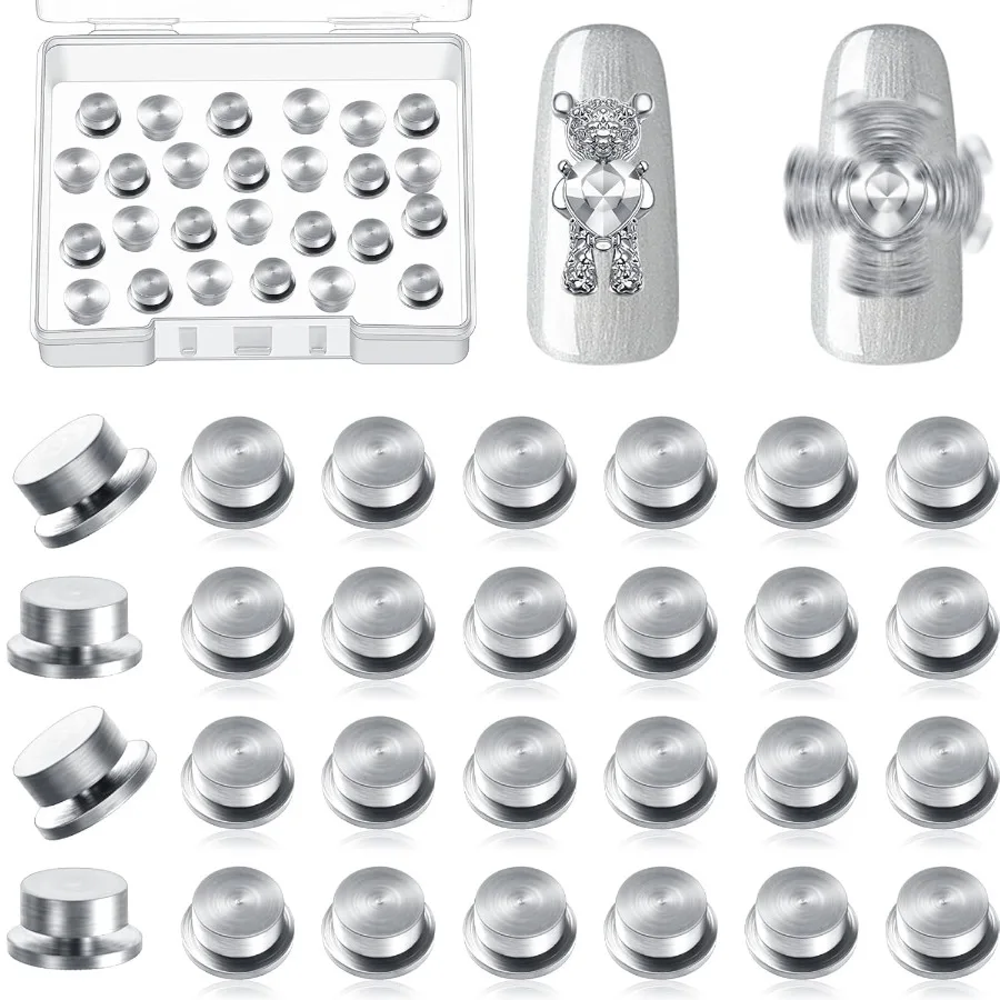 

30 Pieces Spinning Nail Charms Nail Art Rotating Charm Bearing Art Tool Rings Jewelry Rotating Tools 3D for Women Girls Craftin