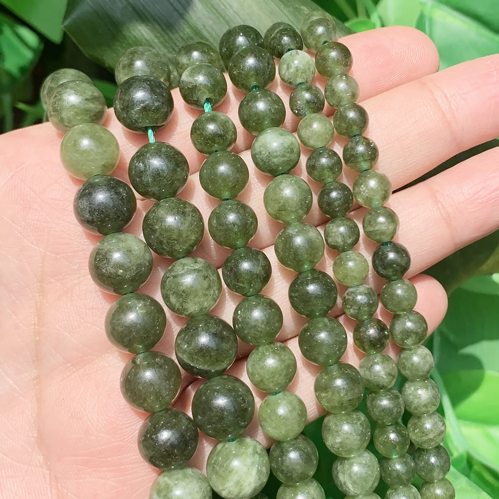 Green Jasper Natural Stone Round Loose Spacer Beads for Needlework Jewelry Making DIY Bracelet Accessories 15\'\' 6 8 10mm