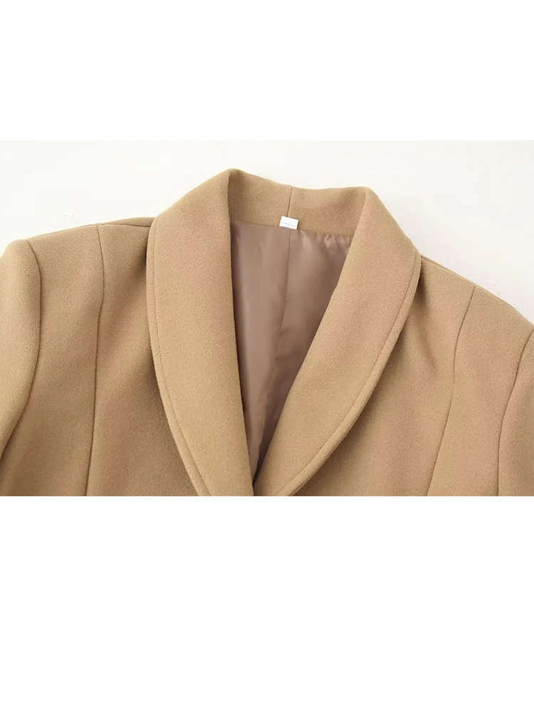 HH امرأة الشتاء التلبيب واحدة الصدر الصلبة طويلة الأكمام تشديد الخصر منتصف طول معطف الإناث معطف التنقل عادية