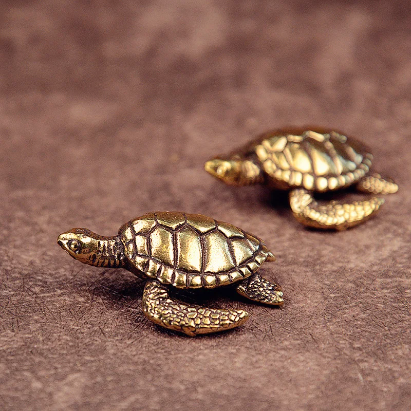 Sea Turtle Small Statue Retro Brass Animal Figurines Miniatures Office Desktop Ornament Home Decorations Metal Craft Accessories