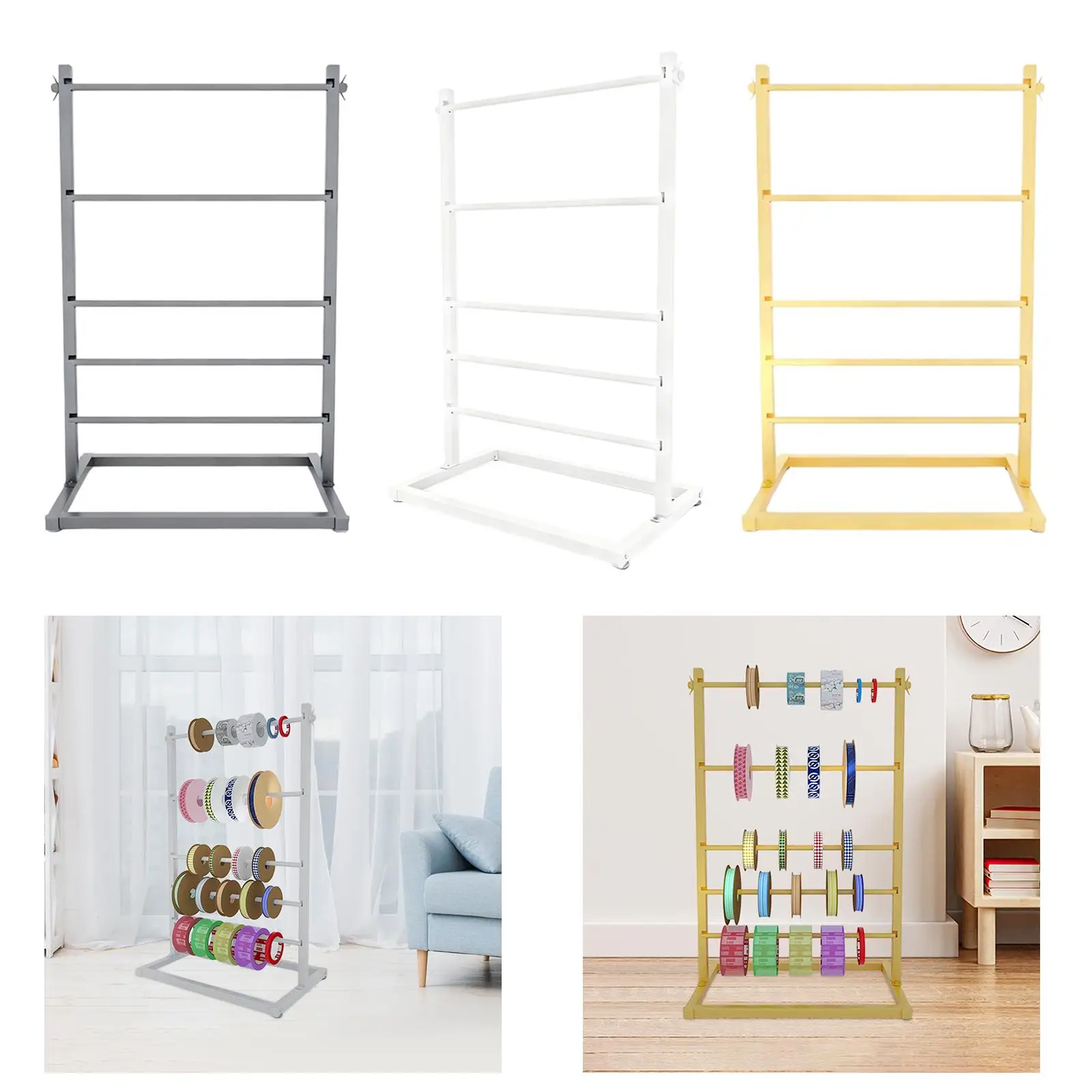 Metal Ribbon Rack Large Capacity Storage Shelf for Ribbon Rolls Wire Spool Tape Holder Craft Room Display Stand
