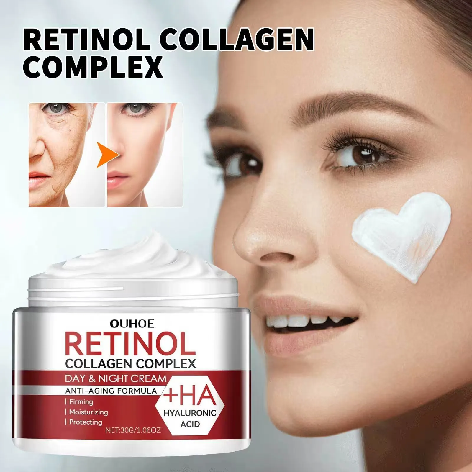 Face Body Whitening Cream Retinol Collagen Hyaluronic Acid 3in1 Remove Dark Spots Eliminate Melanin Dispel Acne Lighten The Skin