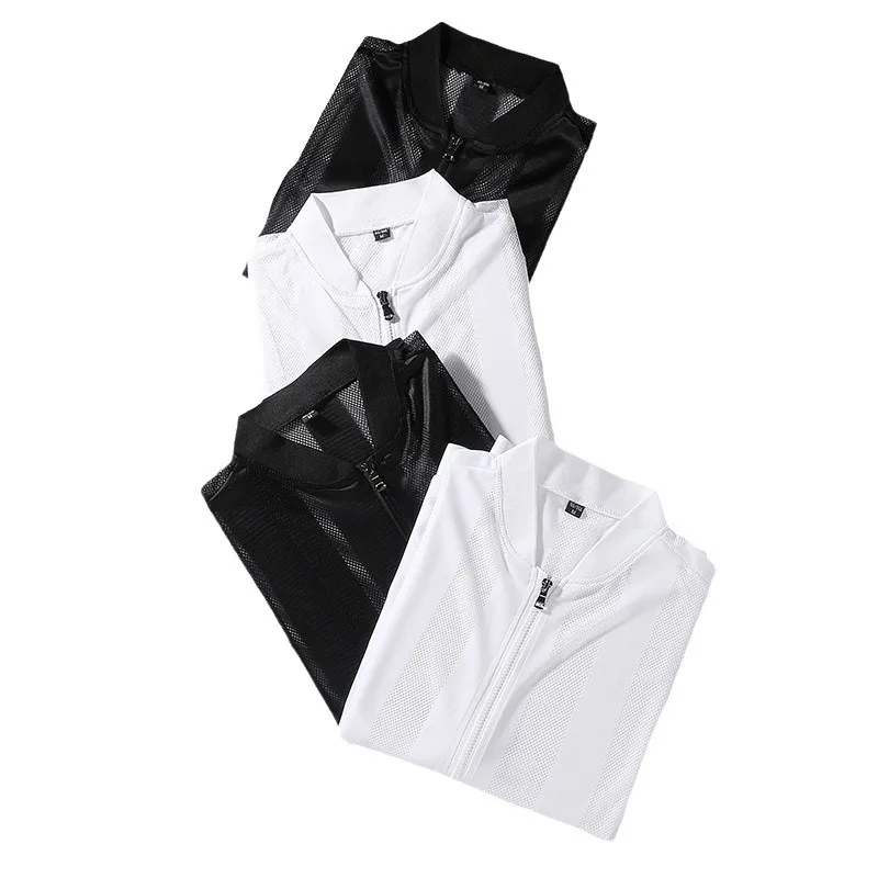 2025 verão nova malha masculina protetor solar roupas ultra-fino respirável roupas de pesca ao ar livre de alta qualidade moda oco topos