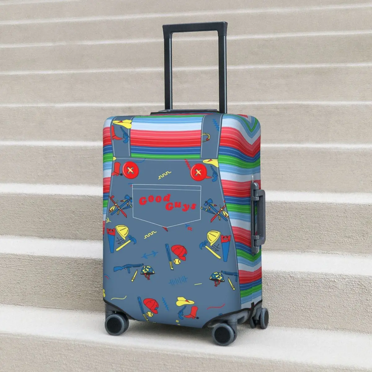 

Good Guys Child's Play Chucky Killer Doll Overalls Suitcase Cover Protection Elastic Travel Luggage Protector Covers 18-32 Inch