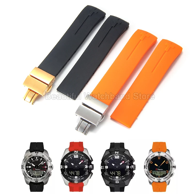 Special Interface for Tissot T-Touch T091 T121 T33 Folding Buckle Silicone Watch Strap Scratch-Resistant Color-Stable Odorless
