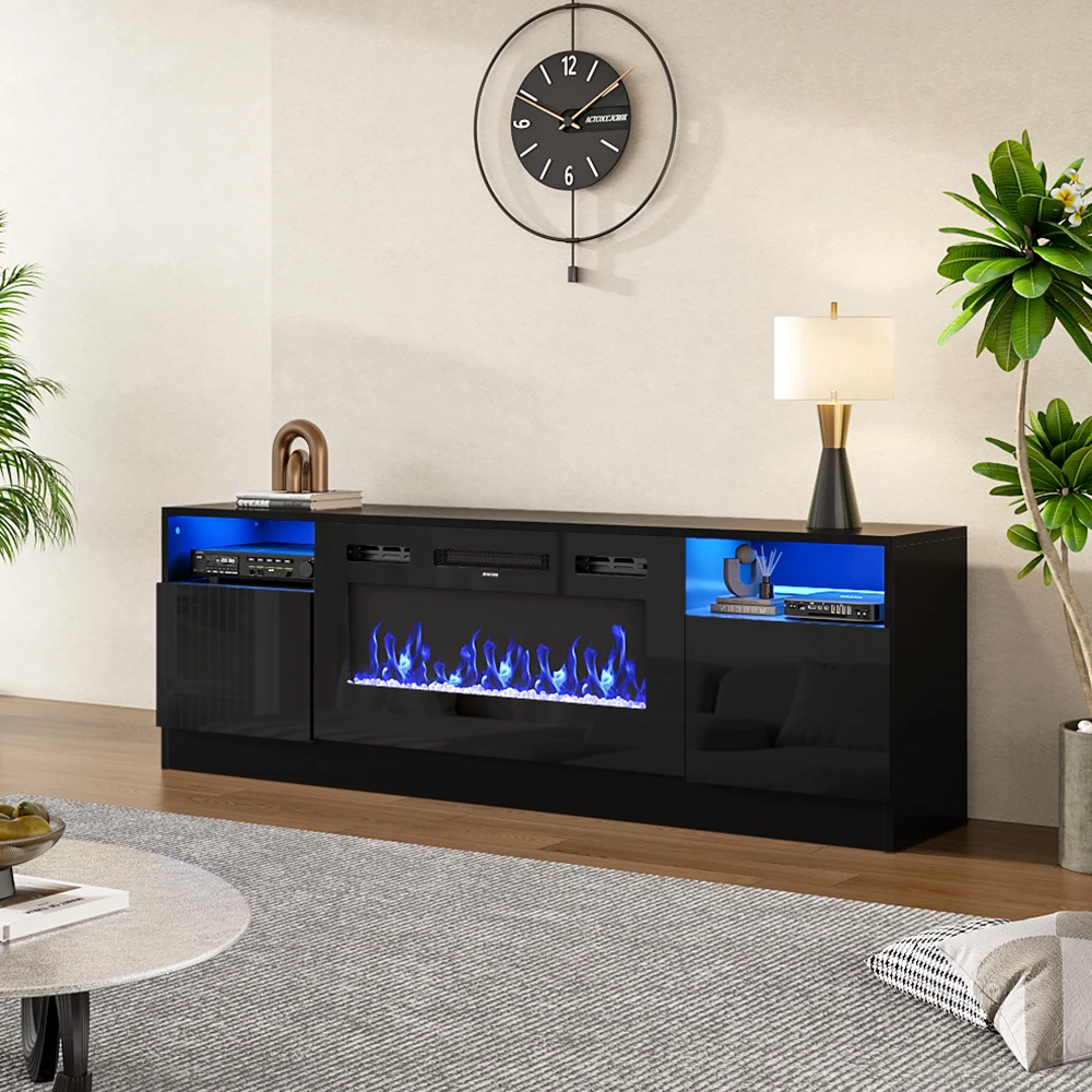 【Breeins】Recessed Electric Fireplace TV Stand with Closed Storage Home Decoration With Remote Modern