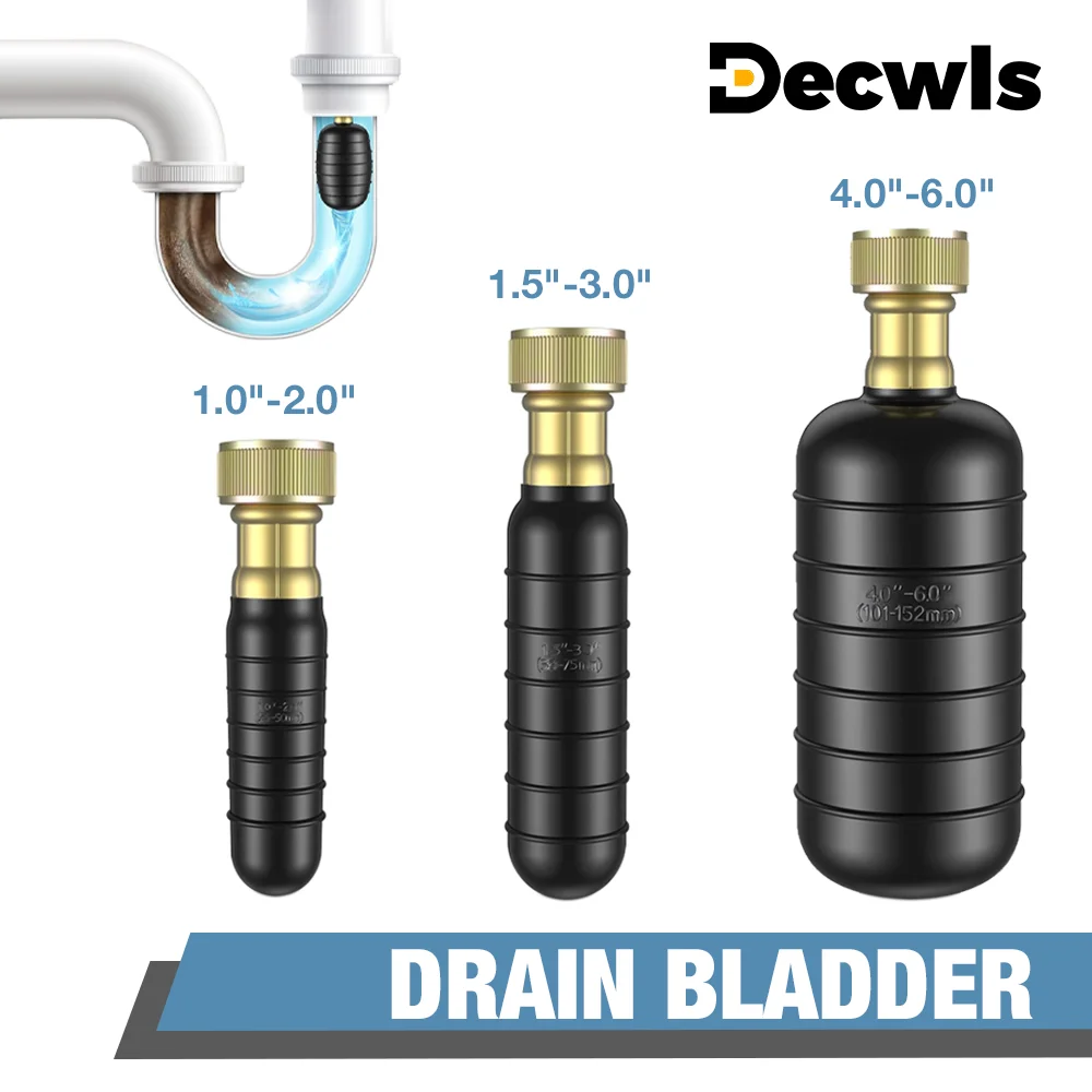 

3pcs Drain Bladder Kit, Home Rubber Drain Bladder Fits 1" To 6" Pipes, For Bathroom Sinks, Showers, Kitchen Sinks And Main Drain
