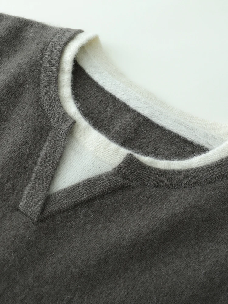 CHICUU Women 100% Cashmere Sweater Autumn Winter Base V-neck Long Sleeve Pullover Cashmere Knitwear Soft Comfy Clothing Tops