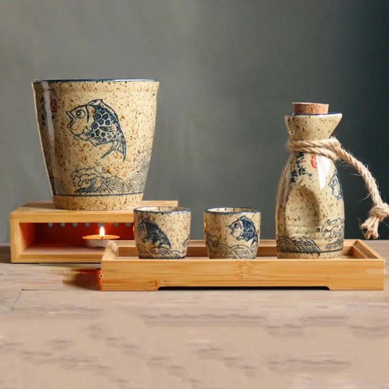 Sake Cups Set Creative Sake Cup Vintage Mens Gift Set Handmade Alcohol Bottle Drinkware Flask Bar Accessories 50 ML