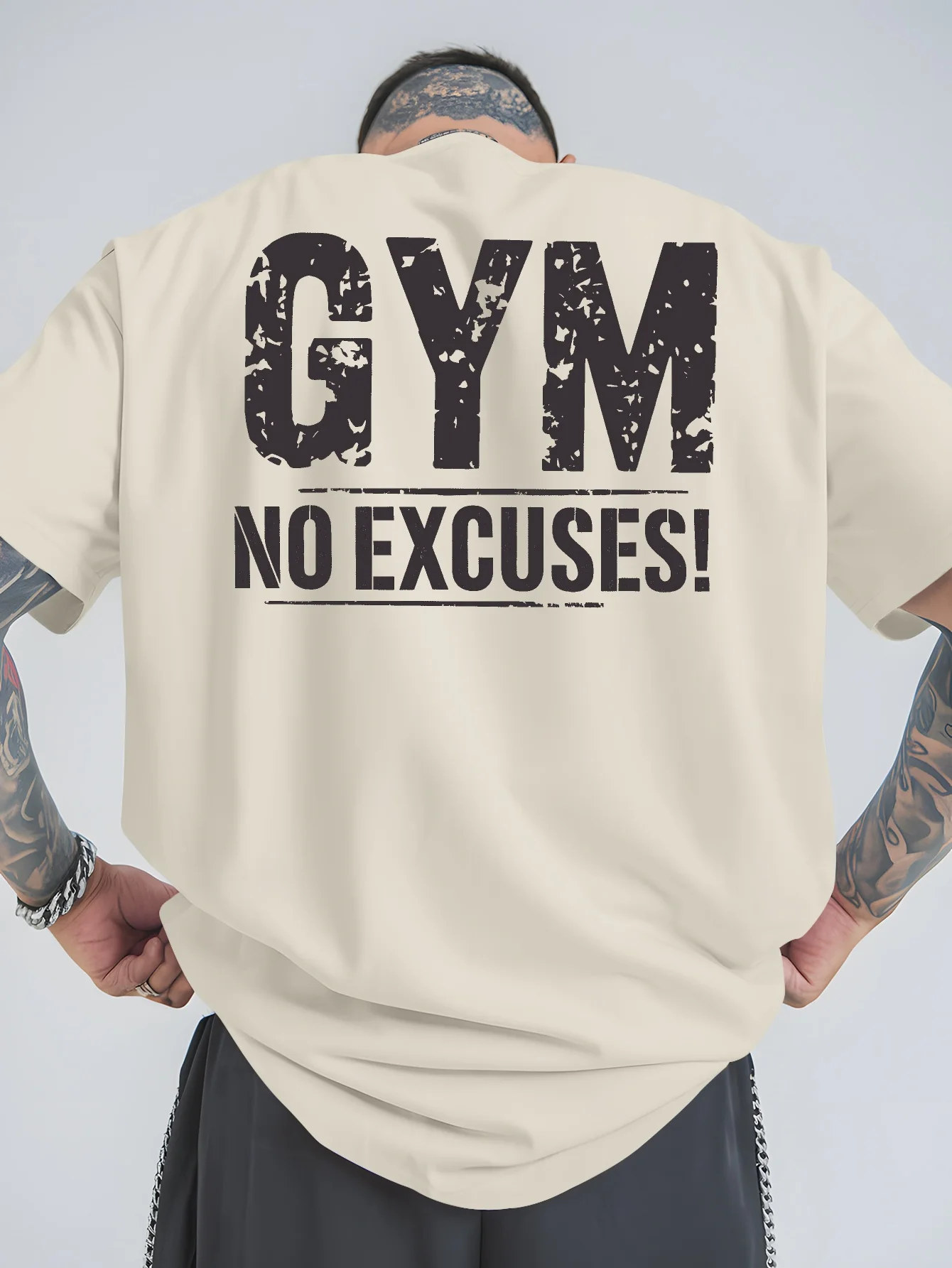 No Excuses for The Gym! Summer Sports Casual Oversize Short-Sleeve Tees Men Featuring Trendy Print Relaxed Fit Plus Size T Shirt